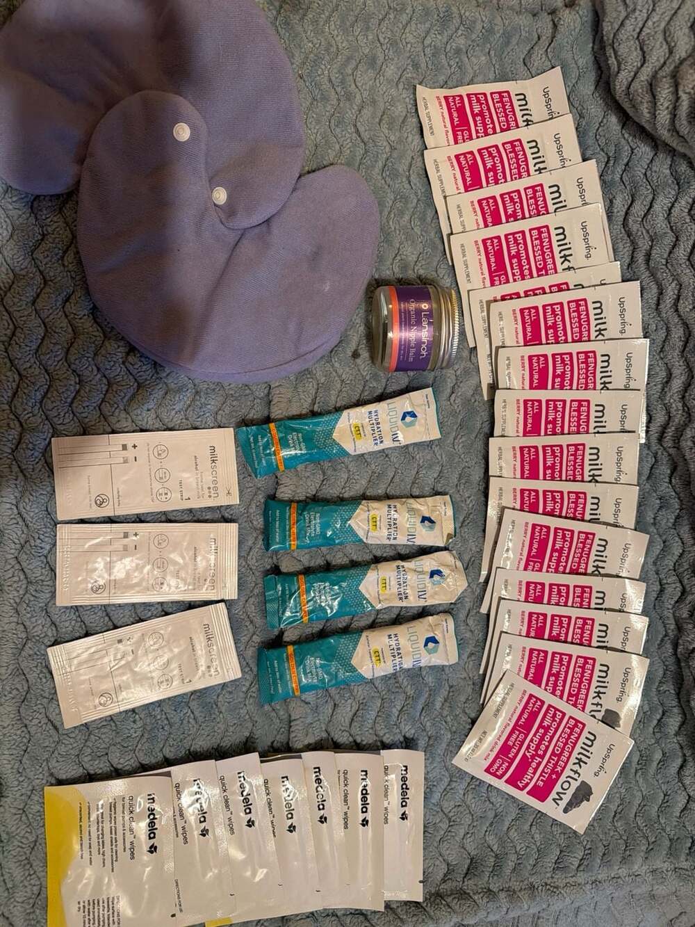 Breastfeeding Bundle - Lansinoh Balm, Medela Wipes, Milkflow, & Hydration Sticks